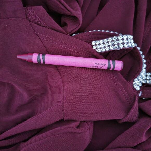 Formal Rhinestone Cold Shoulder Burgundy Red Sexy Cocktail Party Evening  Dress - Picture 11 of 15